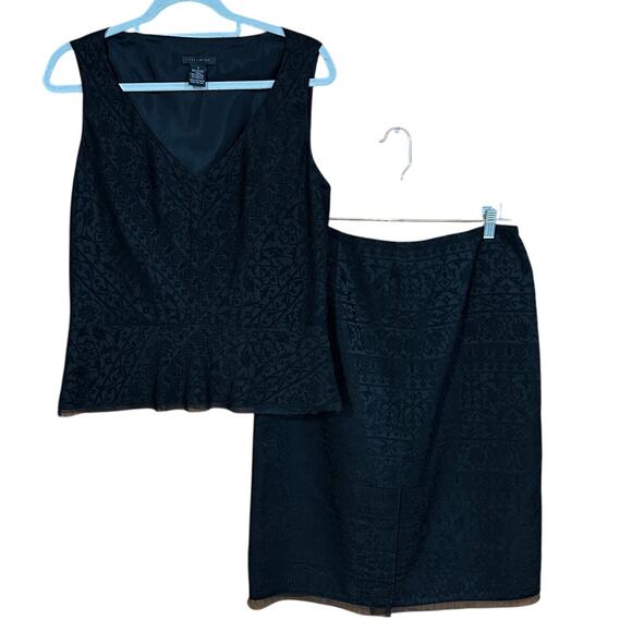 The Limited Black Jacquard Floral Pattern 2 pc Top Skirt Set Size L & 10 - Picture 1 of 15